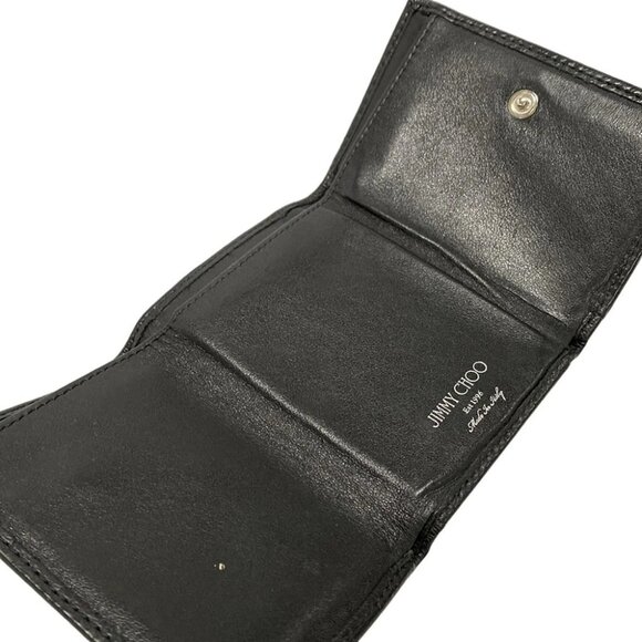 Auth JIMMY CHOO Nemo Black Leather Trifold Wallet - Picture 2 of 5